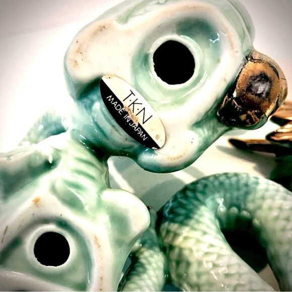 ♥️ Ceramic Dragon Figurines with Gold Accents - Picture 7 of 11